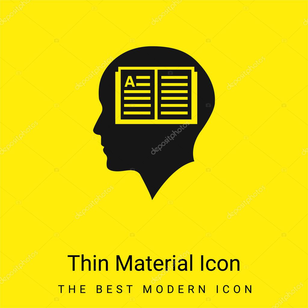 Bald Man Head With Opened Book Inside minimal bright yellow material icon