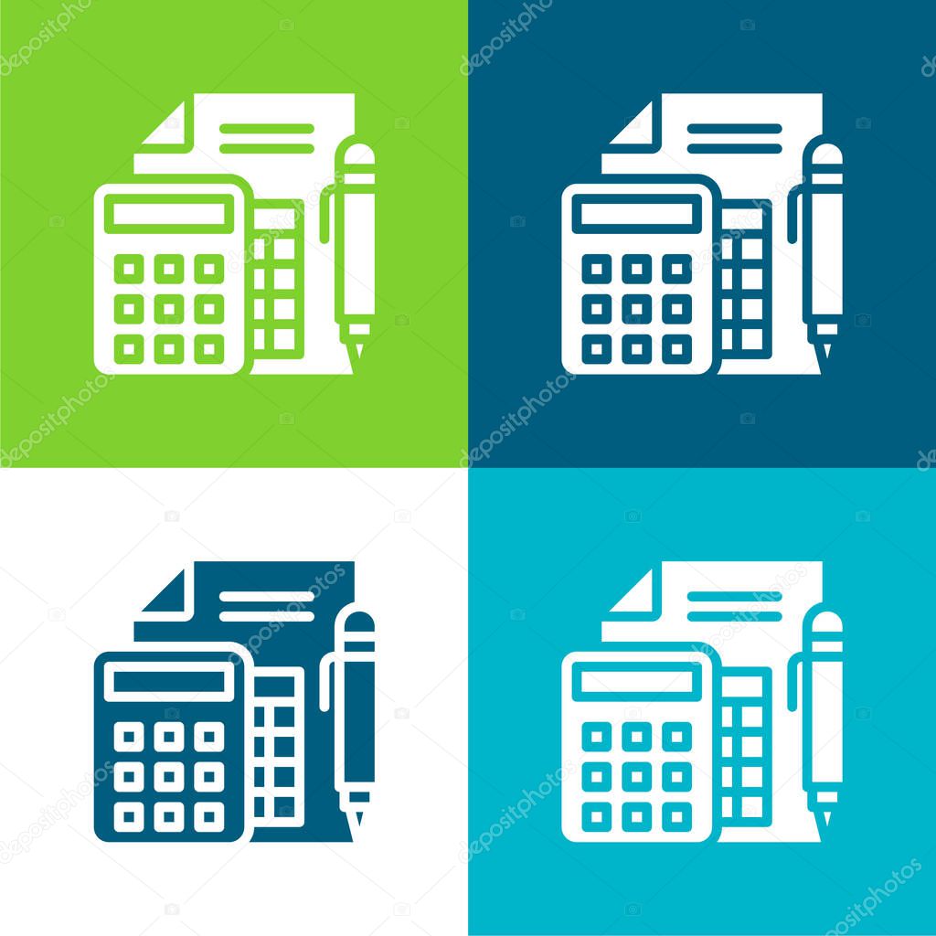 Accounting Flat four color minimal icon set