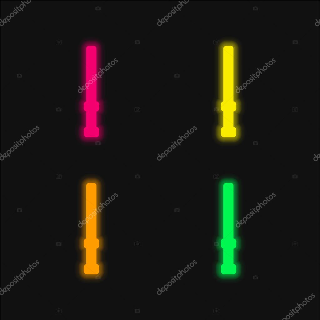 Baton four color glowing neon vector icon