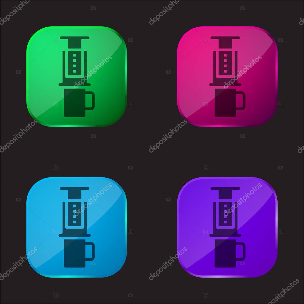 Aeropress four color glass button icon