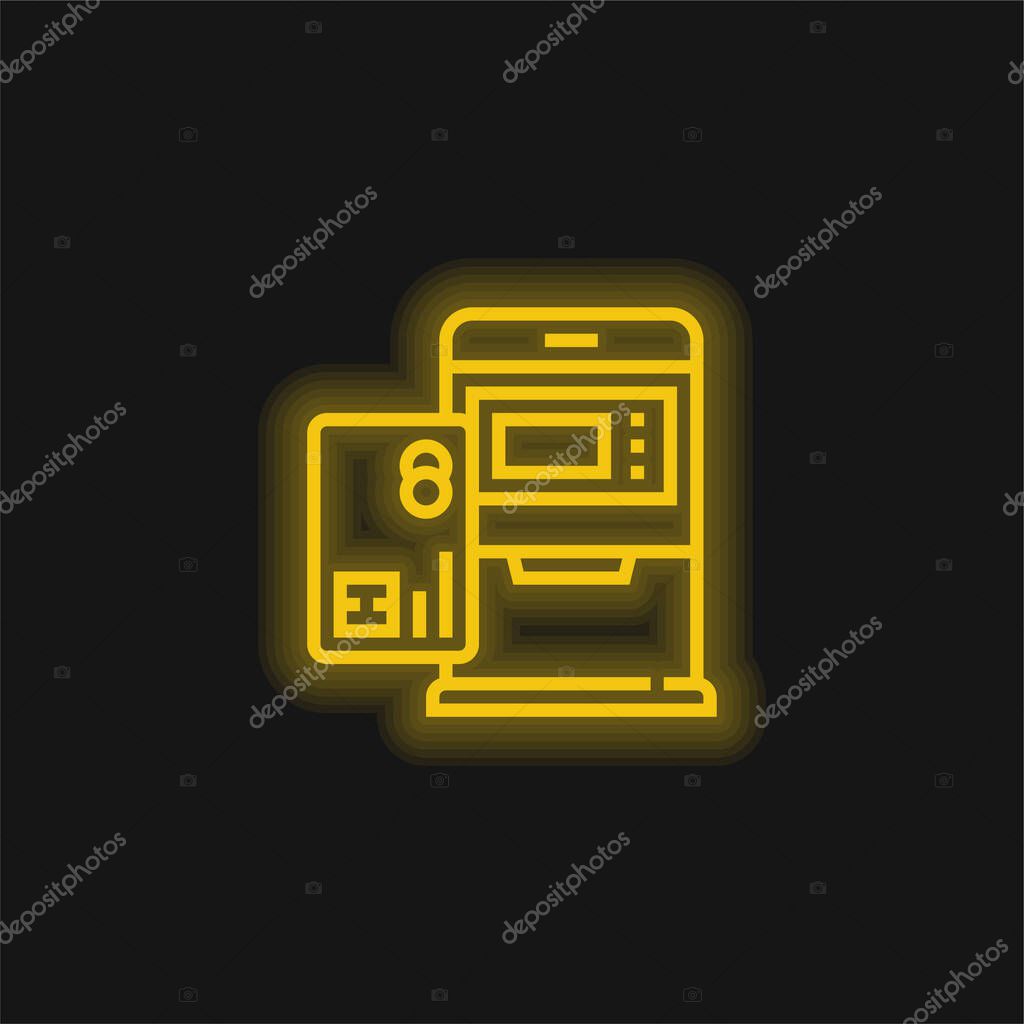 Atm yellow glowing neon icon