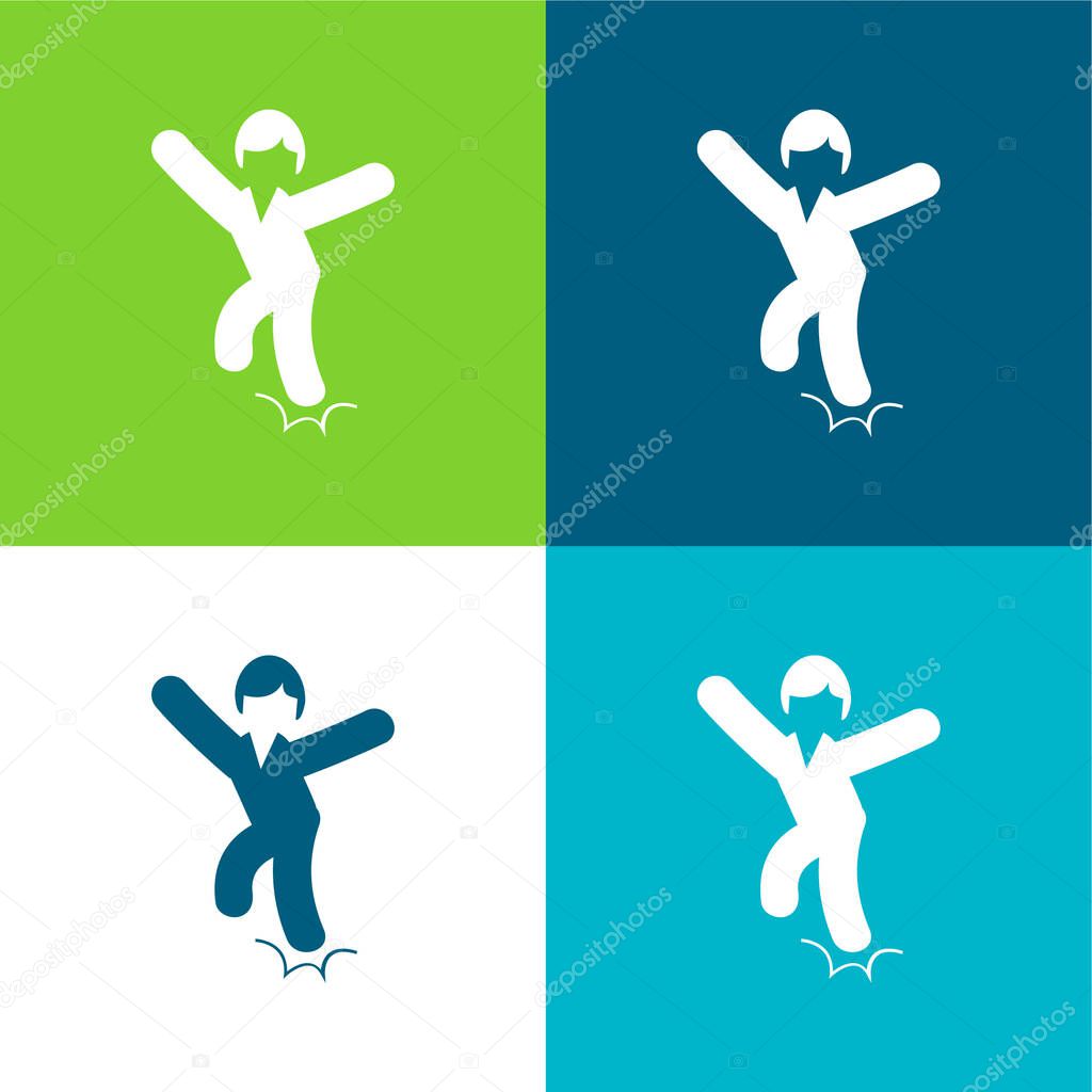 Ankle Sprain Flat four color minimal icon set