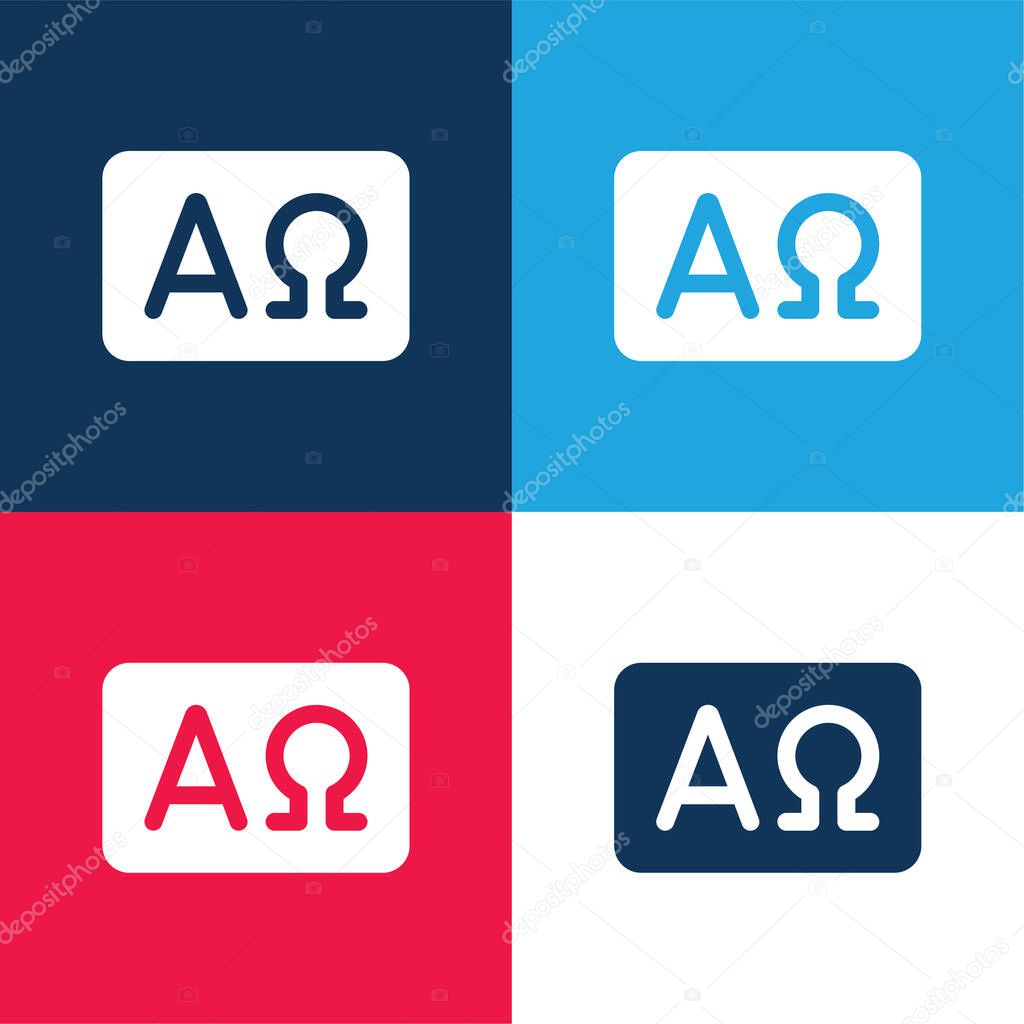 Alpha And Omega blue and red four color minimal icon set