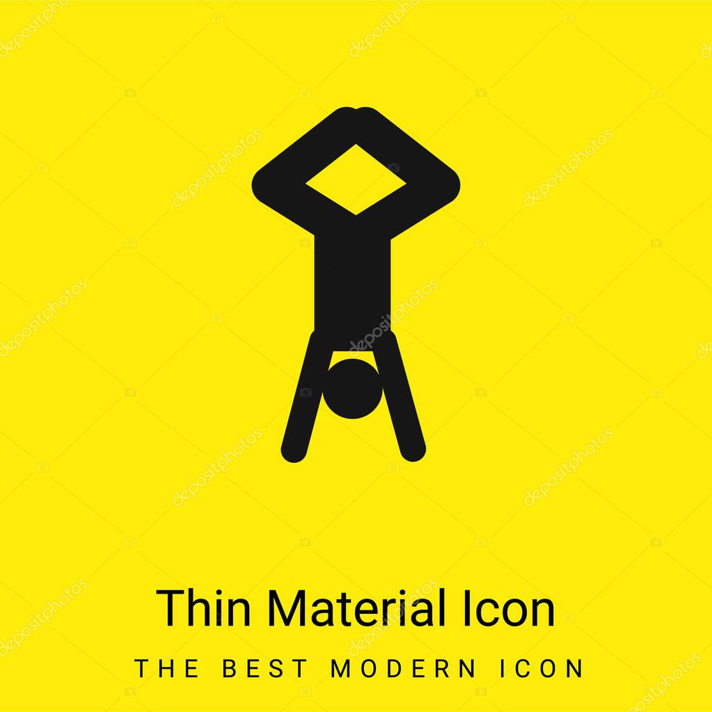 Acrobat Posture Silhouette With Head Down And Legs Up minimal bright yellow material icon