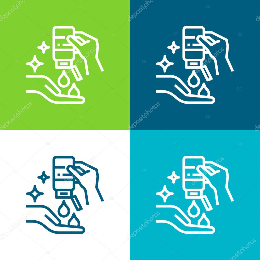 Alcohol Gel Flat four color minimal icon set