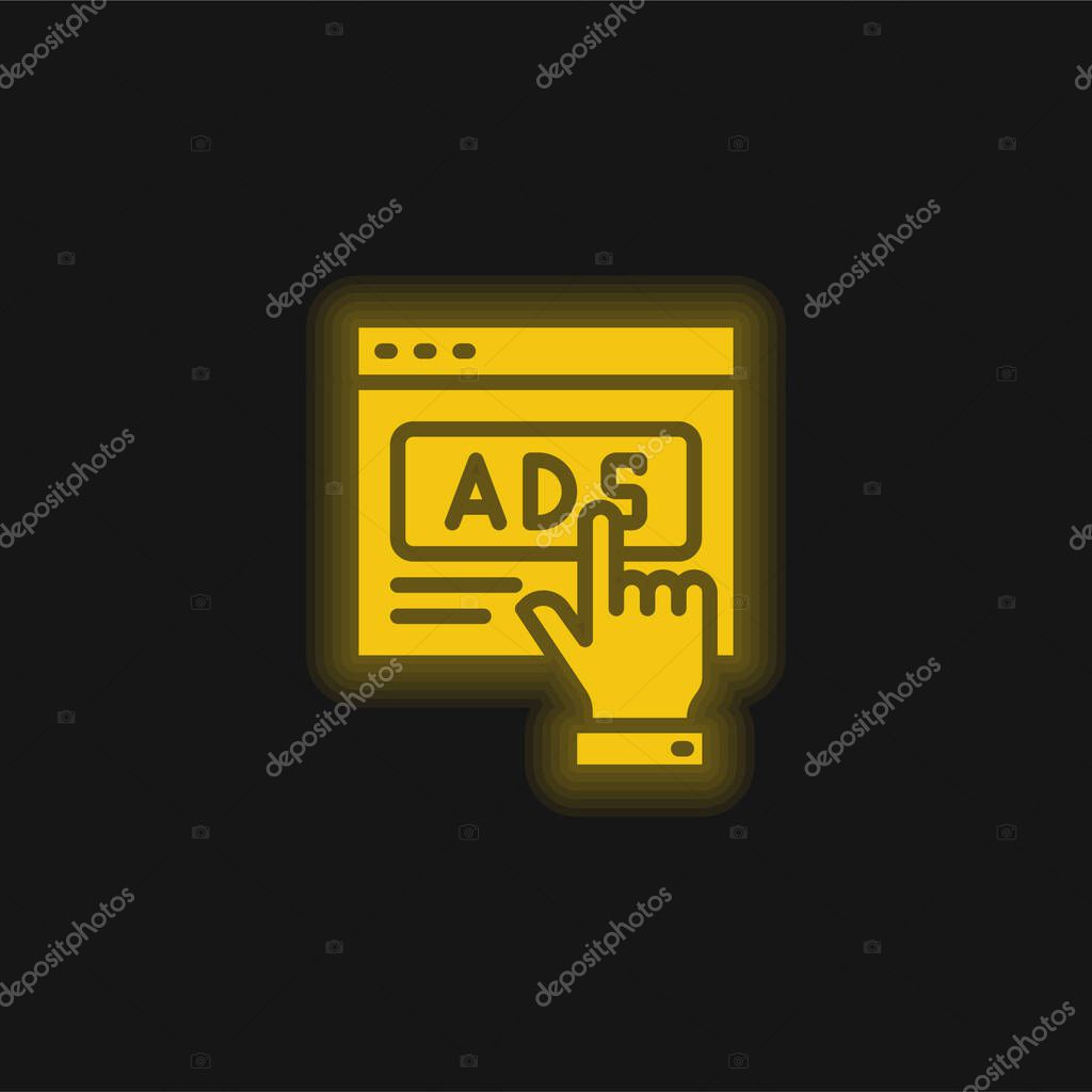 Advertising yellow glowing neon icon