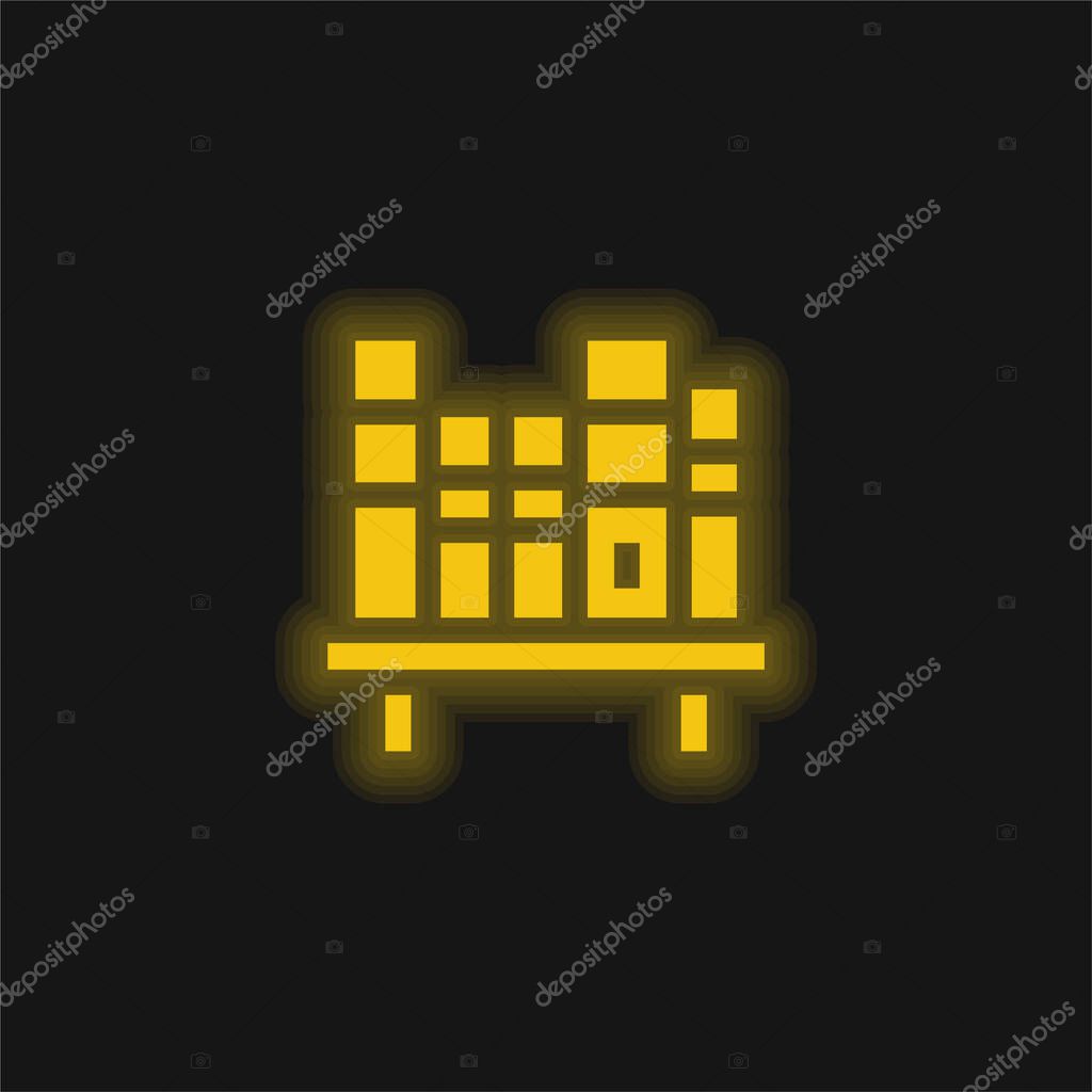 Books yellow glowing neon icon