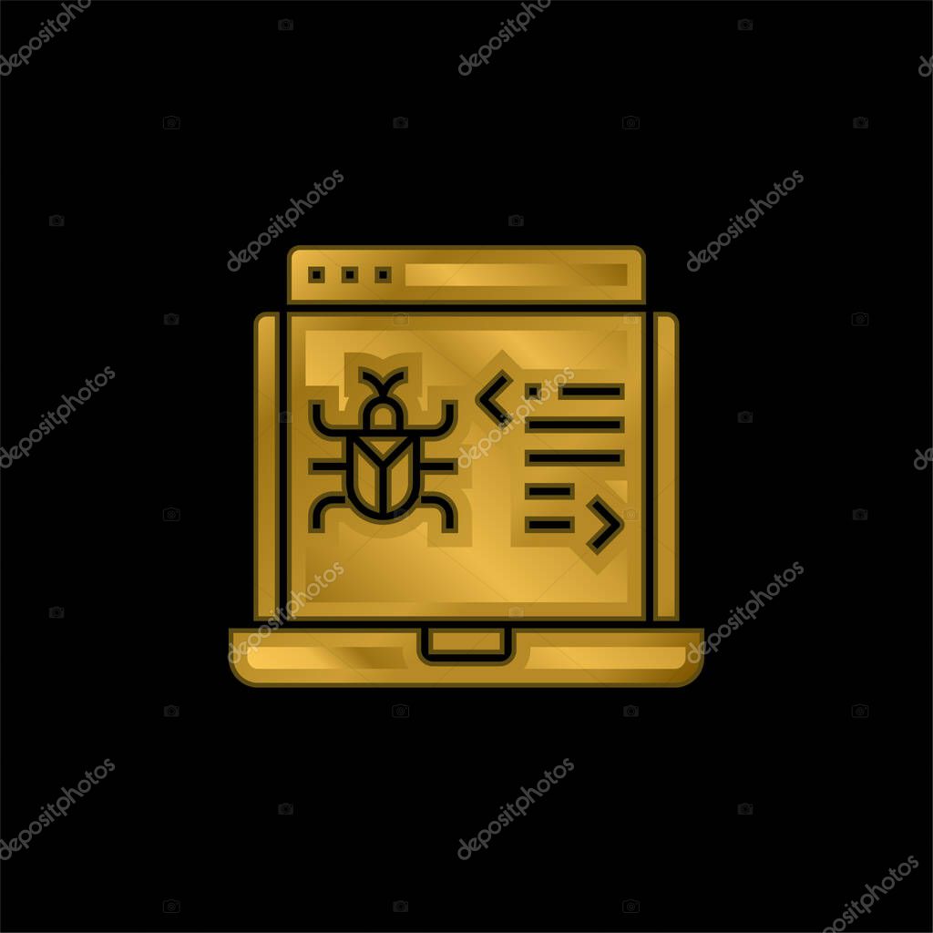Antivirus gold plated metalic icon or logo vector