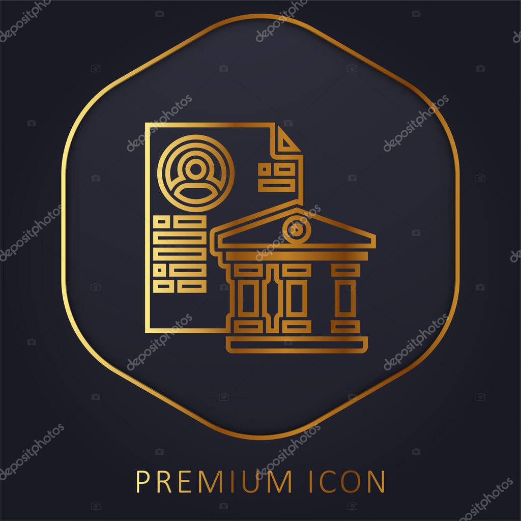 Bank golden line premium logo or icon
