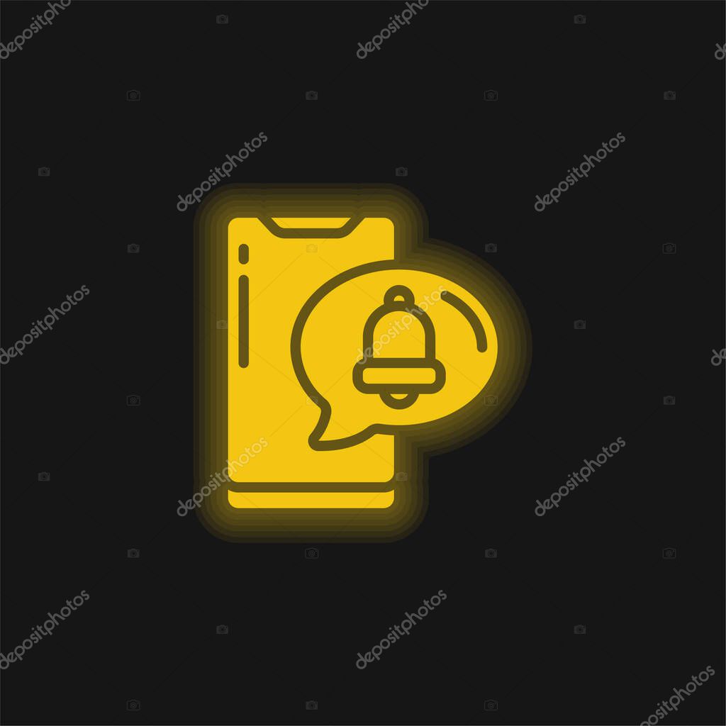 Alarm yellow glowing neon icon