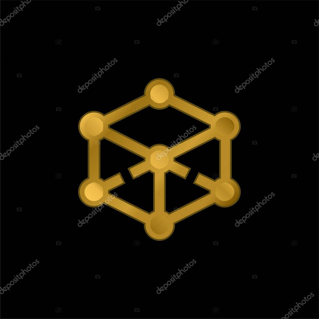 3d Modeling gold plated metalic icon or logo vector