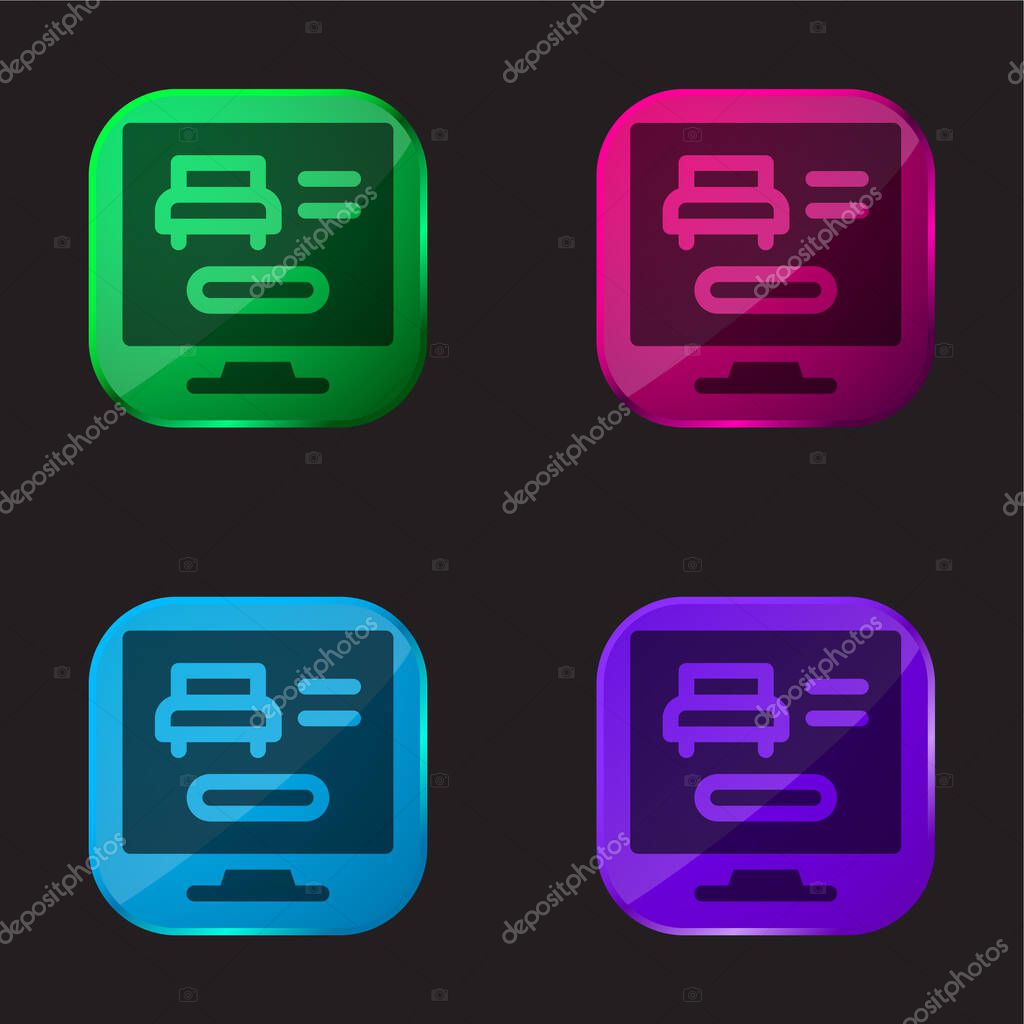 Booking Online four color glass button icon