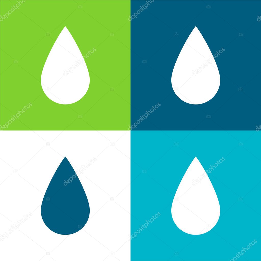 Black Ink Drop Shape Flat four color minimal icon set