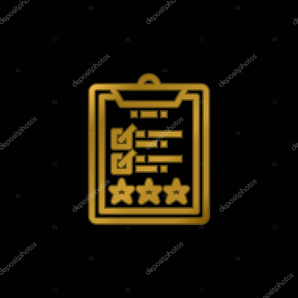 Assessment gold plated metalic icon or logo vector