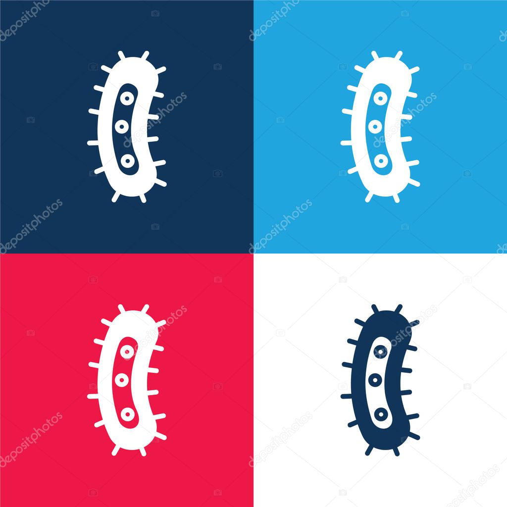 Bacteria blue and red four color minimal icon set