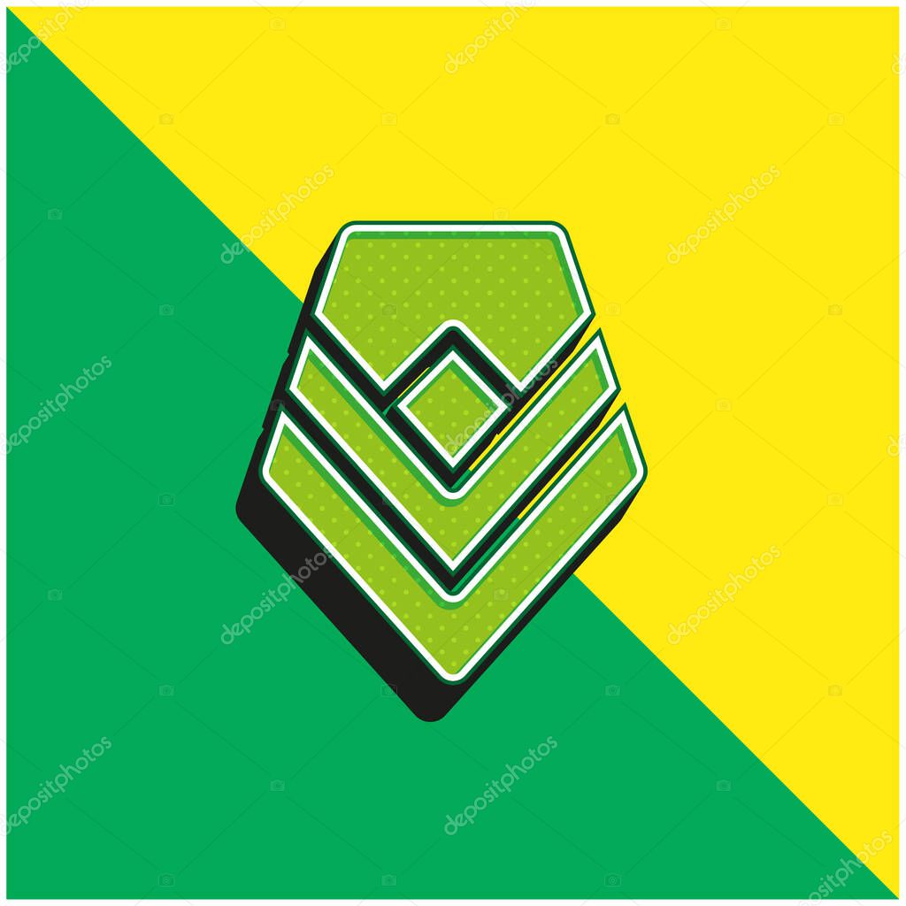 Badge Green and yellow modern 3d vector icon logo