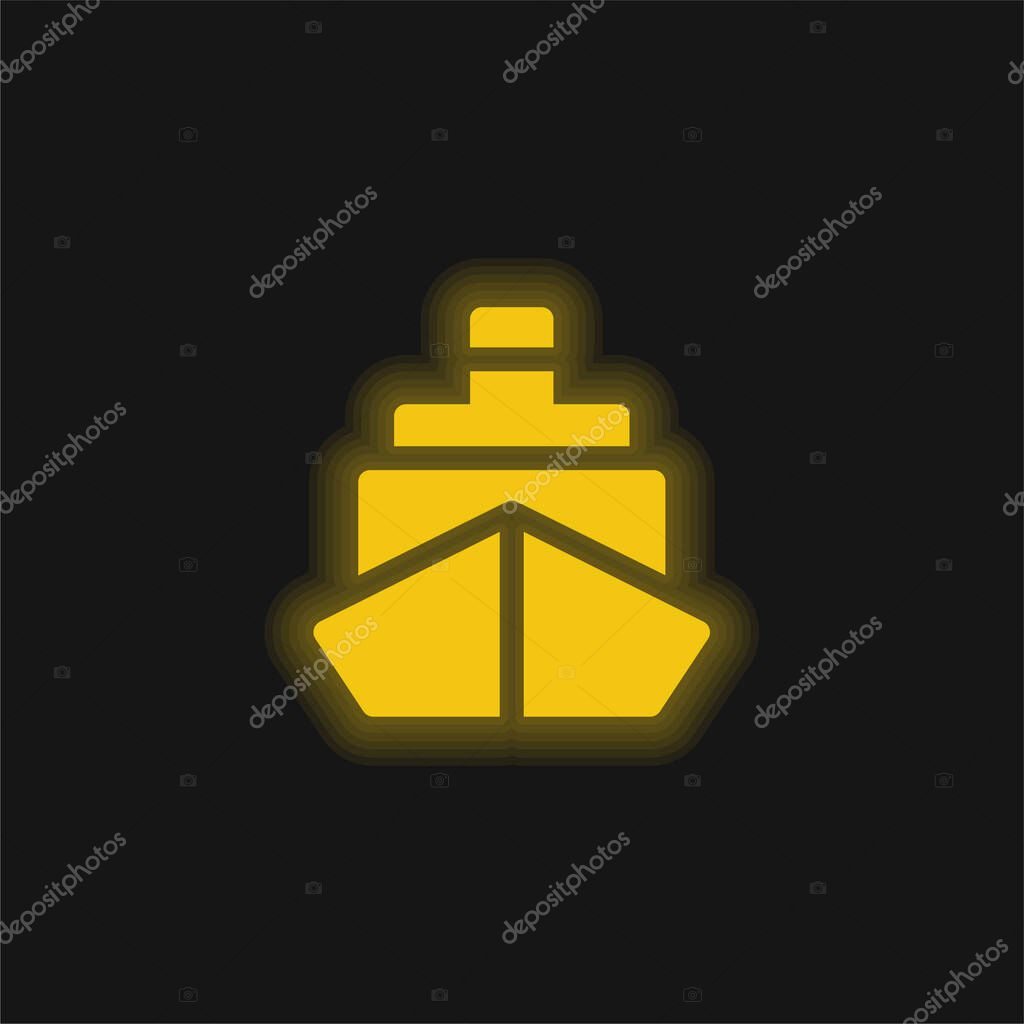 Boat yellow glowing neon icon