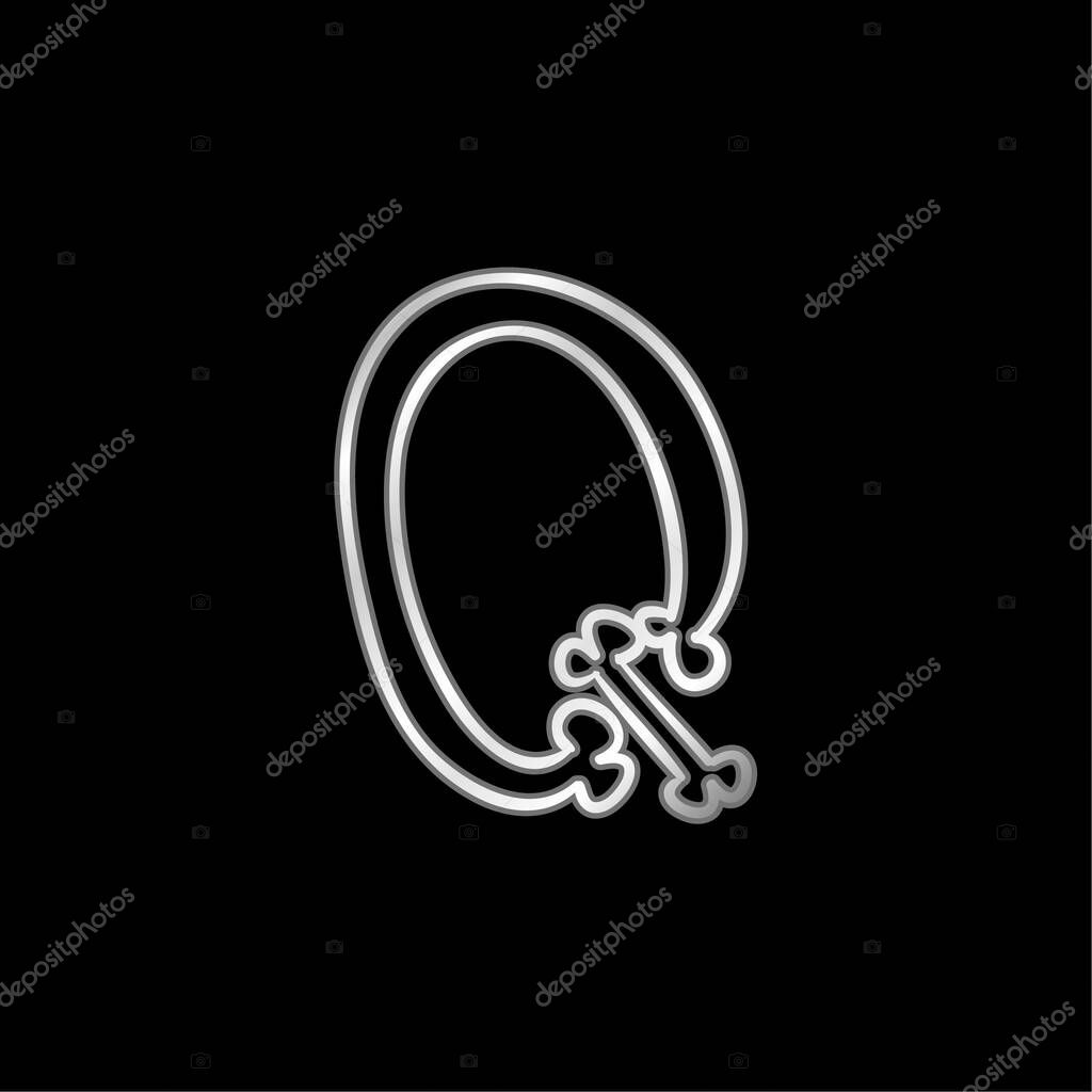 Bones Outline Of Letter Q silver plated metallic icon