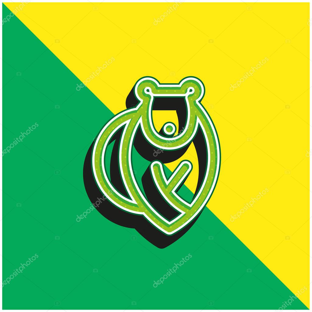 Bear Green and yellow modern 3d vector icon logo