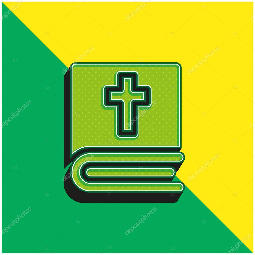 Bible Green and yellow modern 3d vector icon logo
