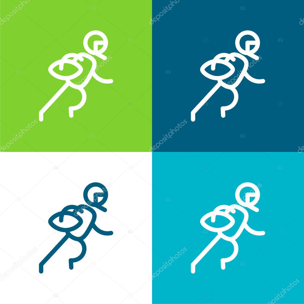 American Football Player Flat four color minimal icon set