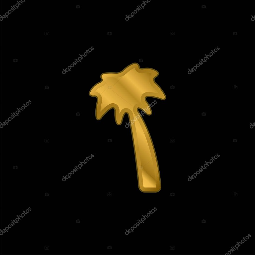 Black Palm Tree gold plated metalic icon or logo vector