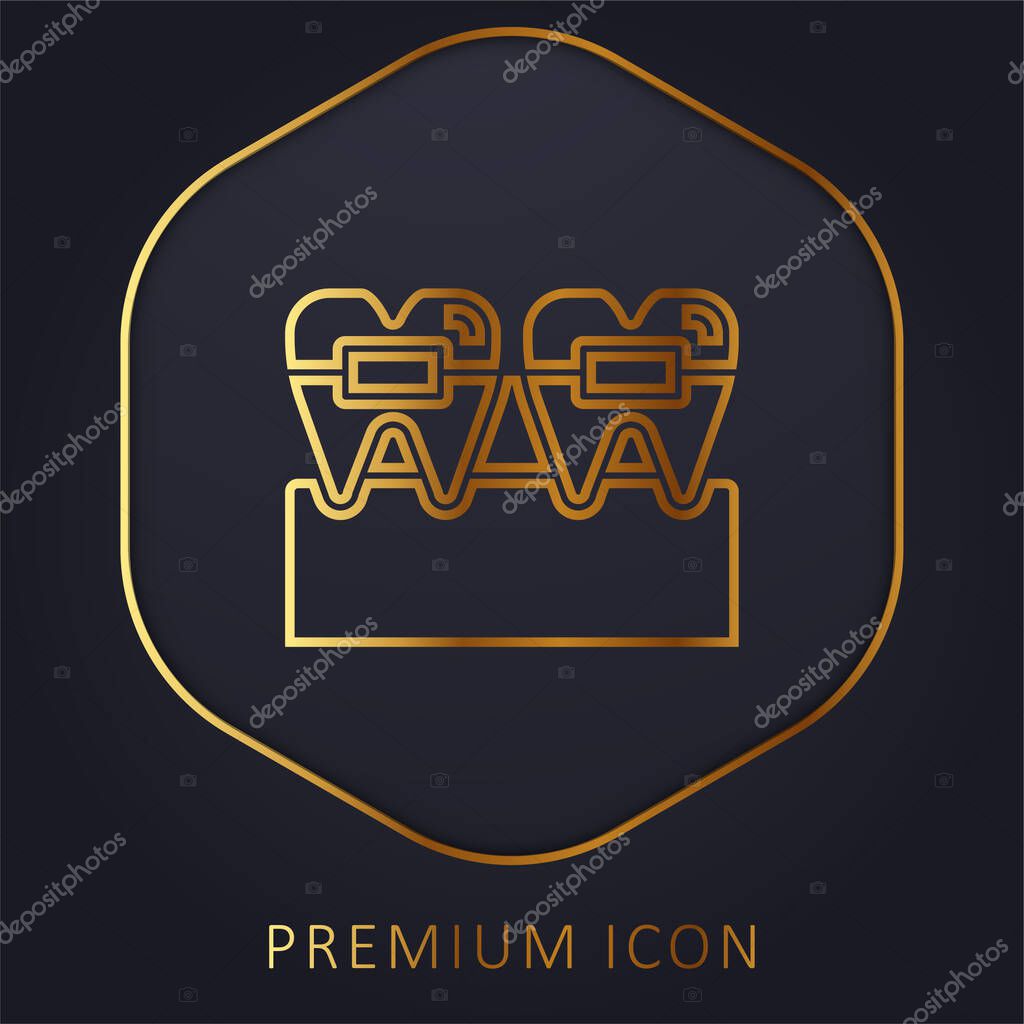 Braces golden line premium logo or icon