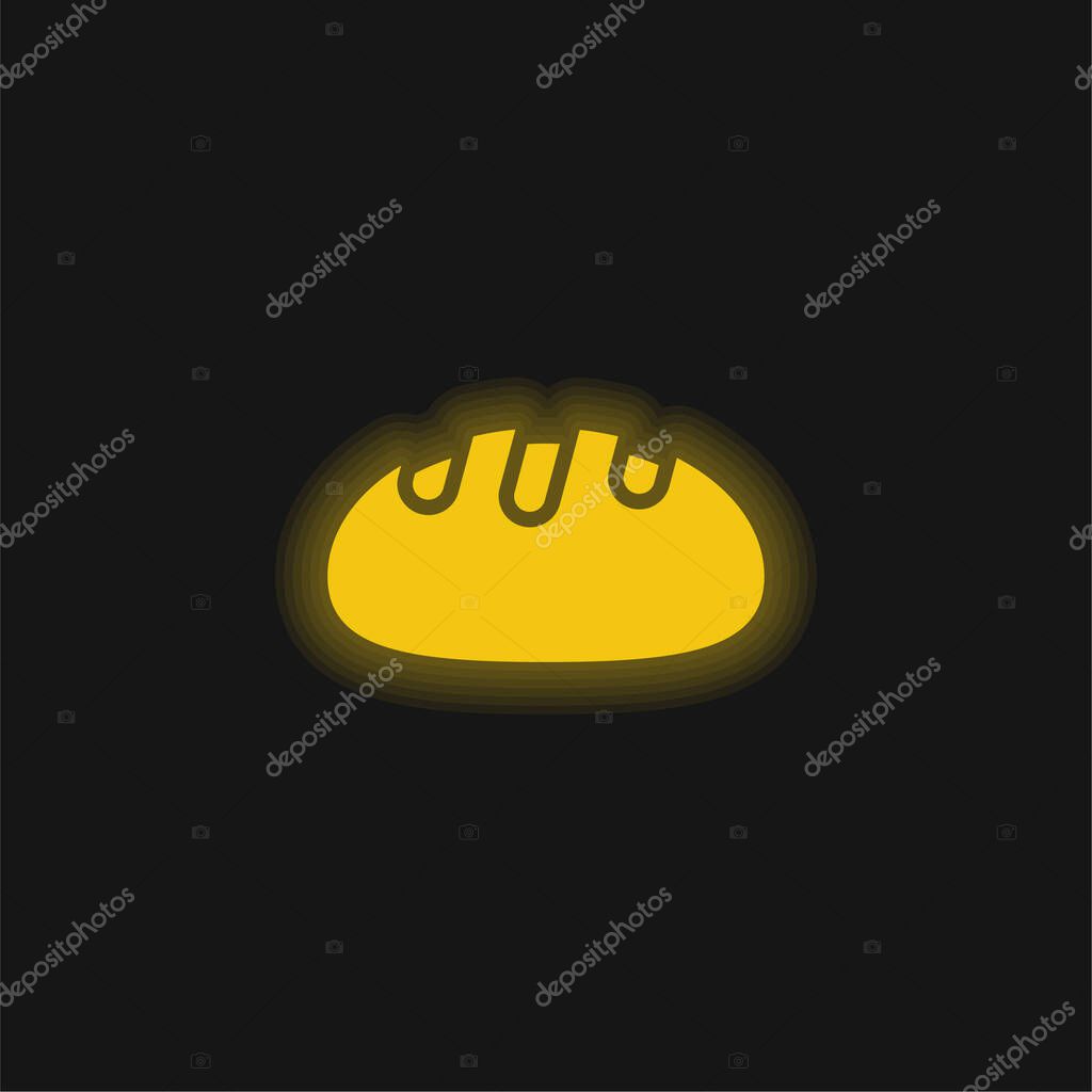 Bread yellow glowing neon icon