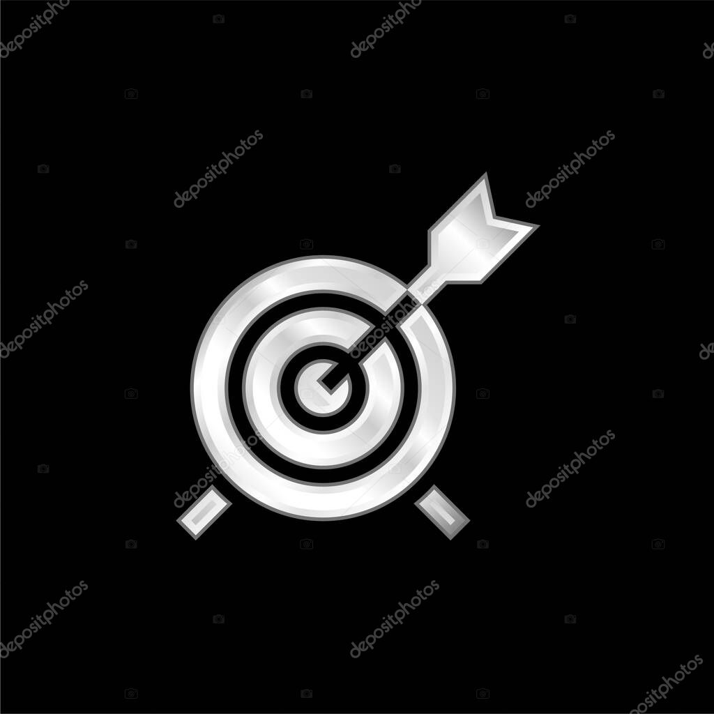 Arrow silver plated metallic icon