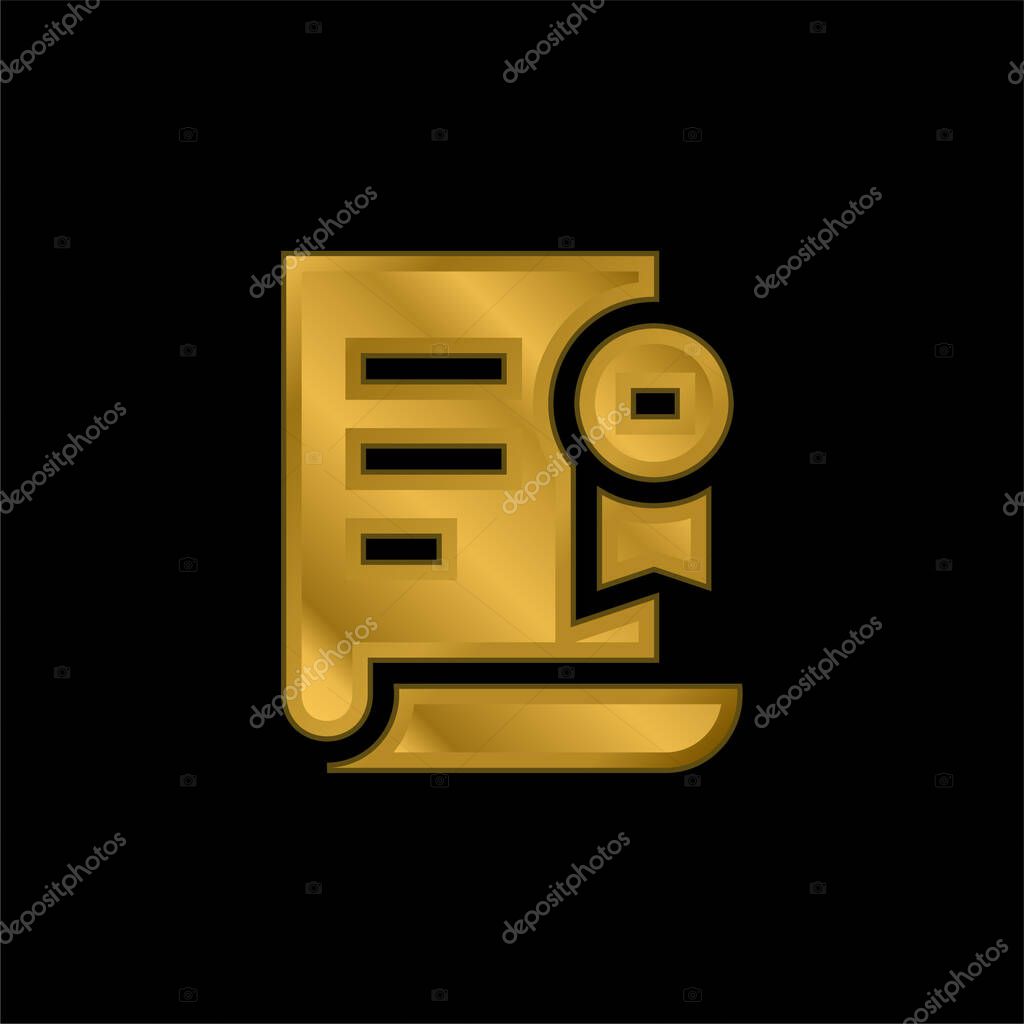 Award gold plated metalic icon or logo vector