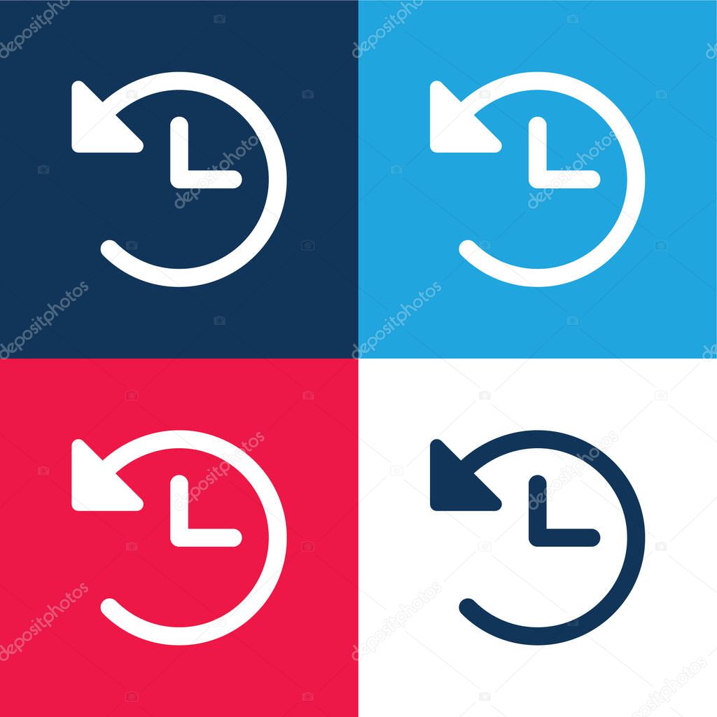 Back Arrow blue and red four color minimal icon set