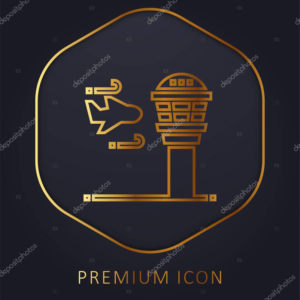Airport golden line premium logo or icon