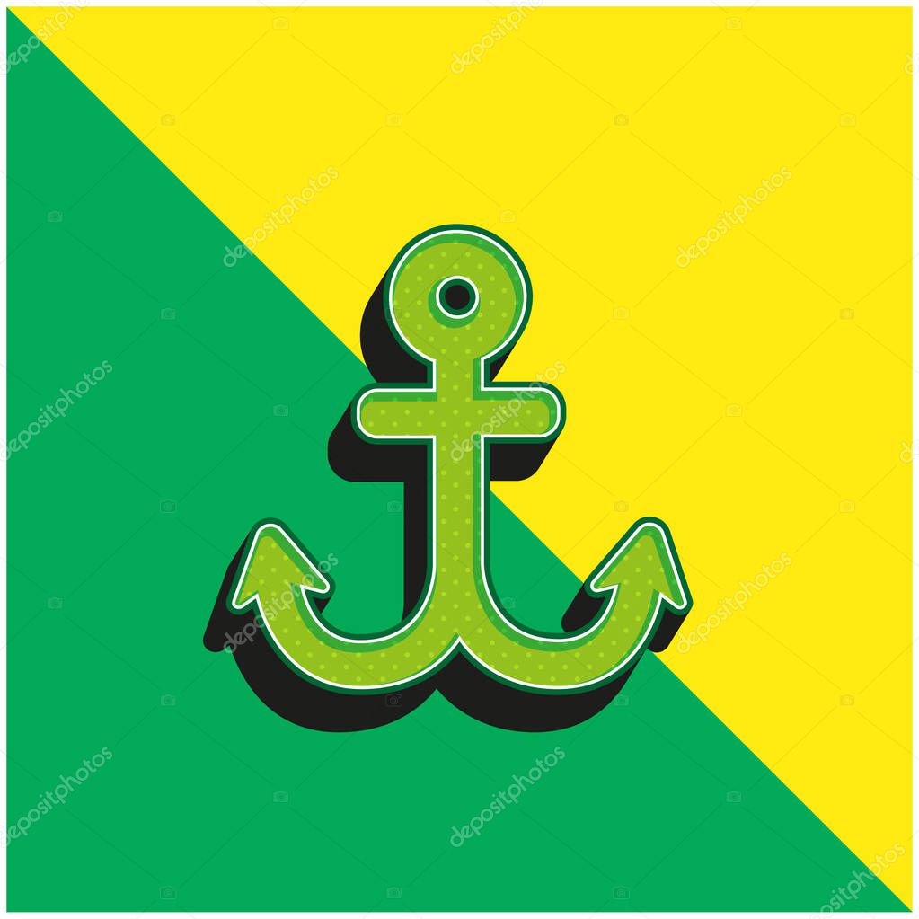Boat Anchor Green and yellow modern 3d vector icon logo