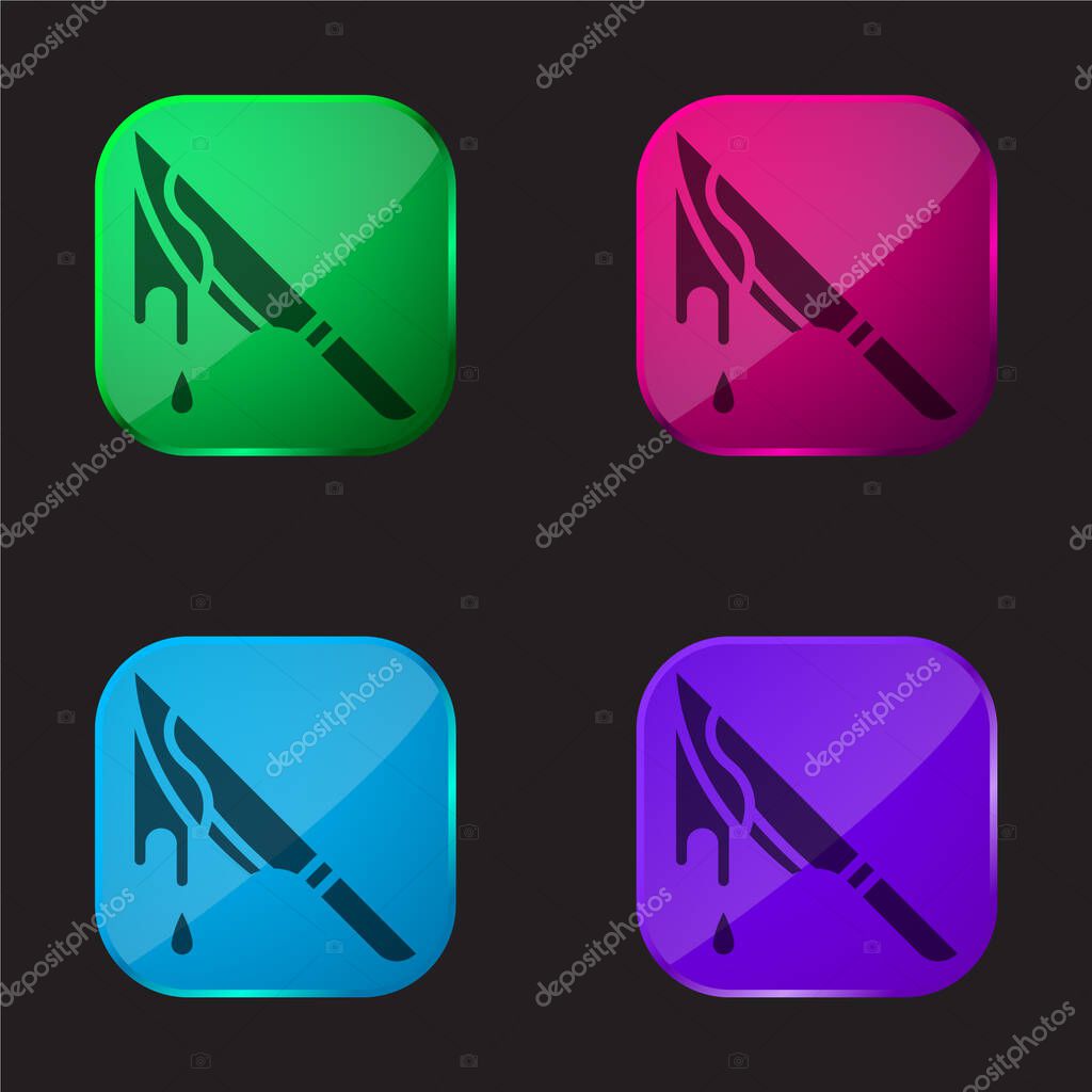 Bloody four color glass button icon