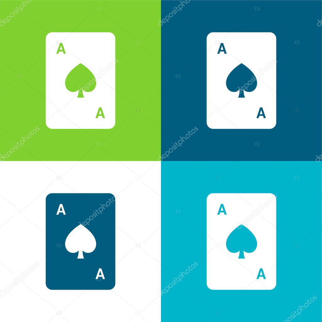 Ace Of Spades Flat four color minimal icon set