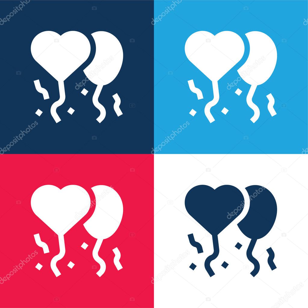 Balloons blue and red four color minimal icon set