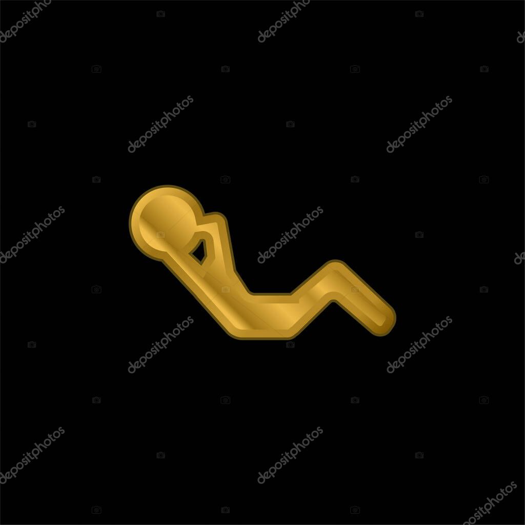 Abdominal Exercise gold plated metalic icon or logo vector