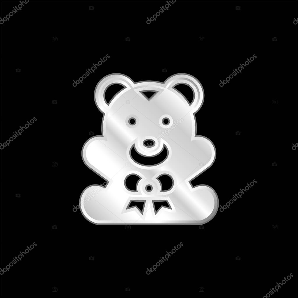 Bear silver plated metallic icon
