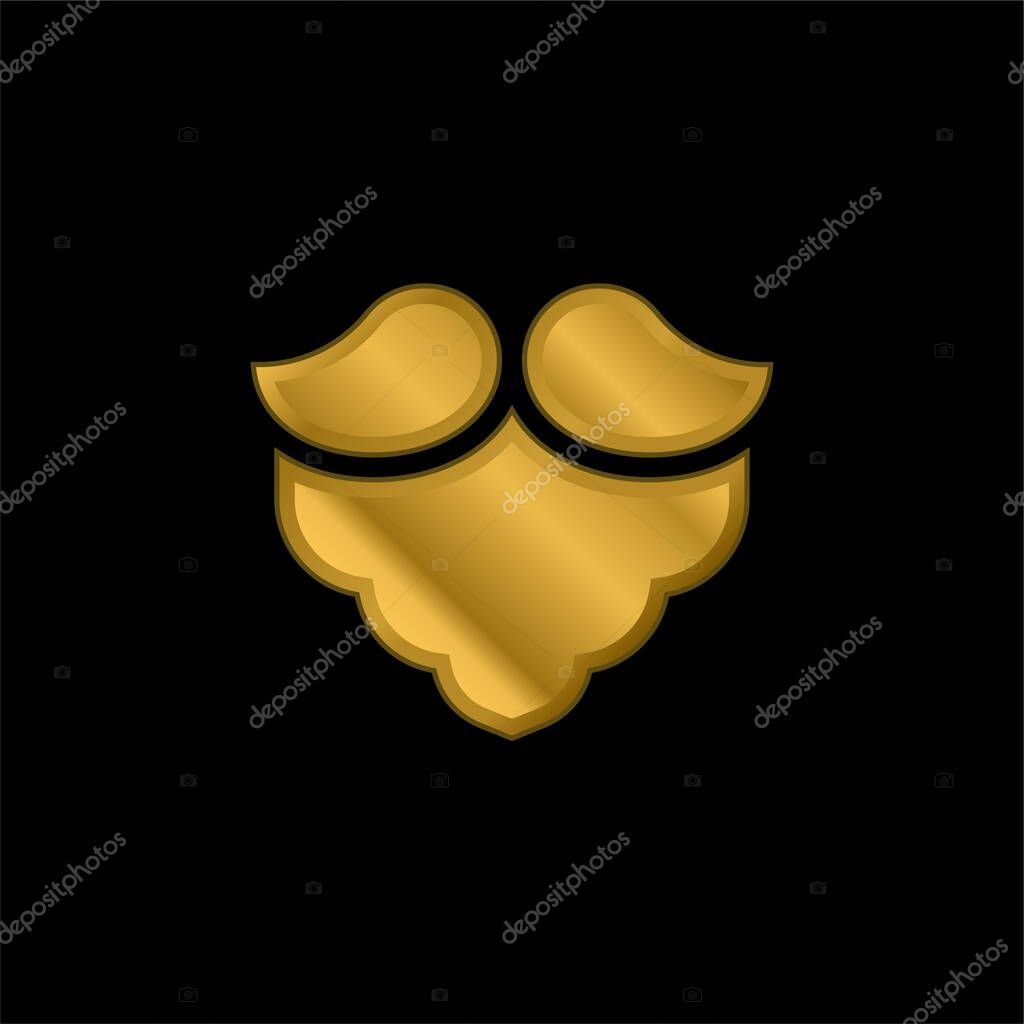 Beard gold plated metalic icon or logo vector
