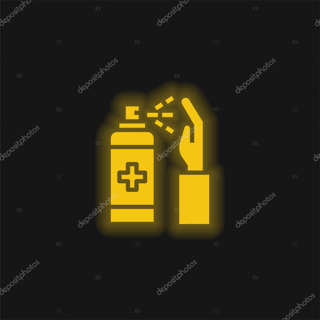 Alcohol Gel yellow glowing neon icon