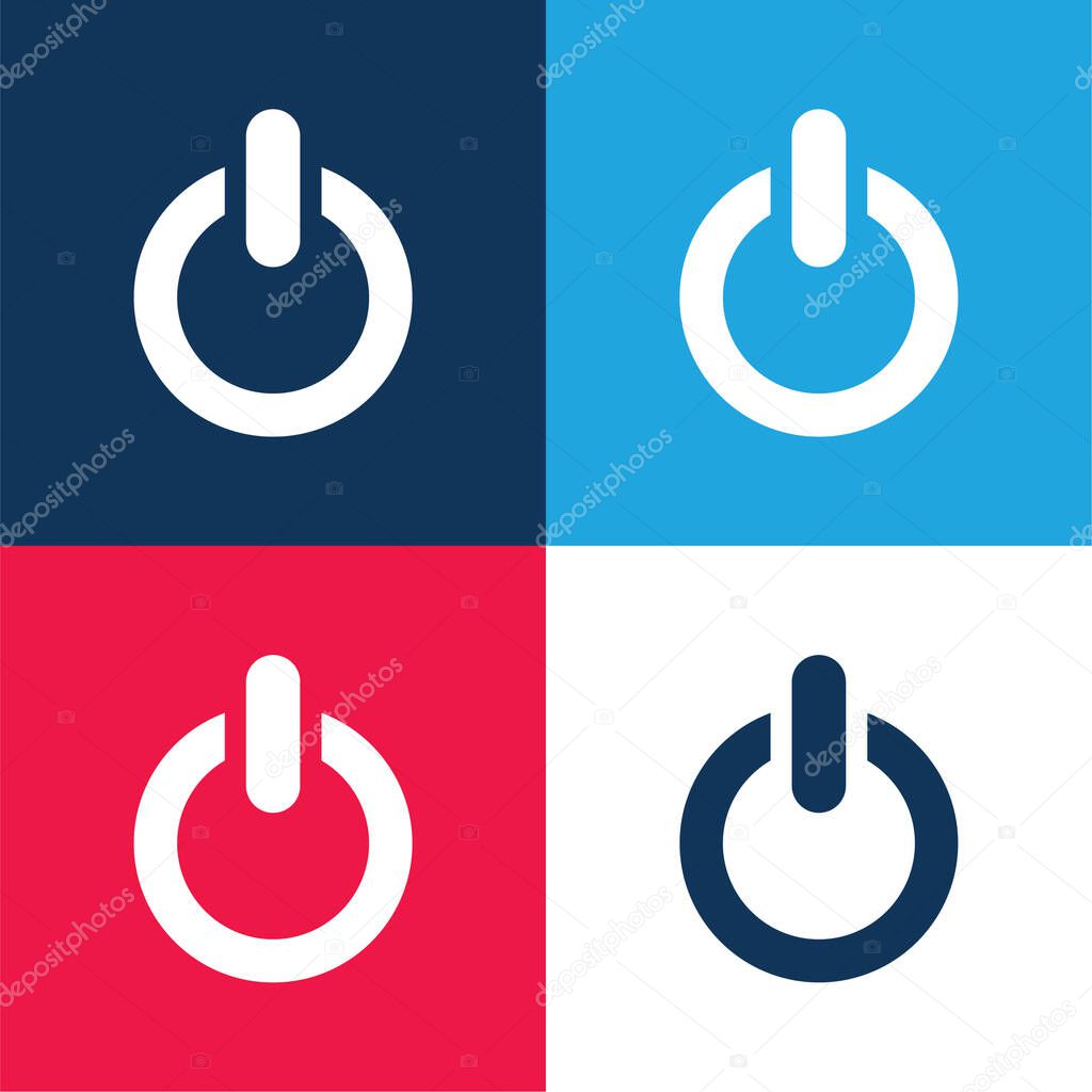 Big Power Button blue and red four color minimal icon set