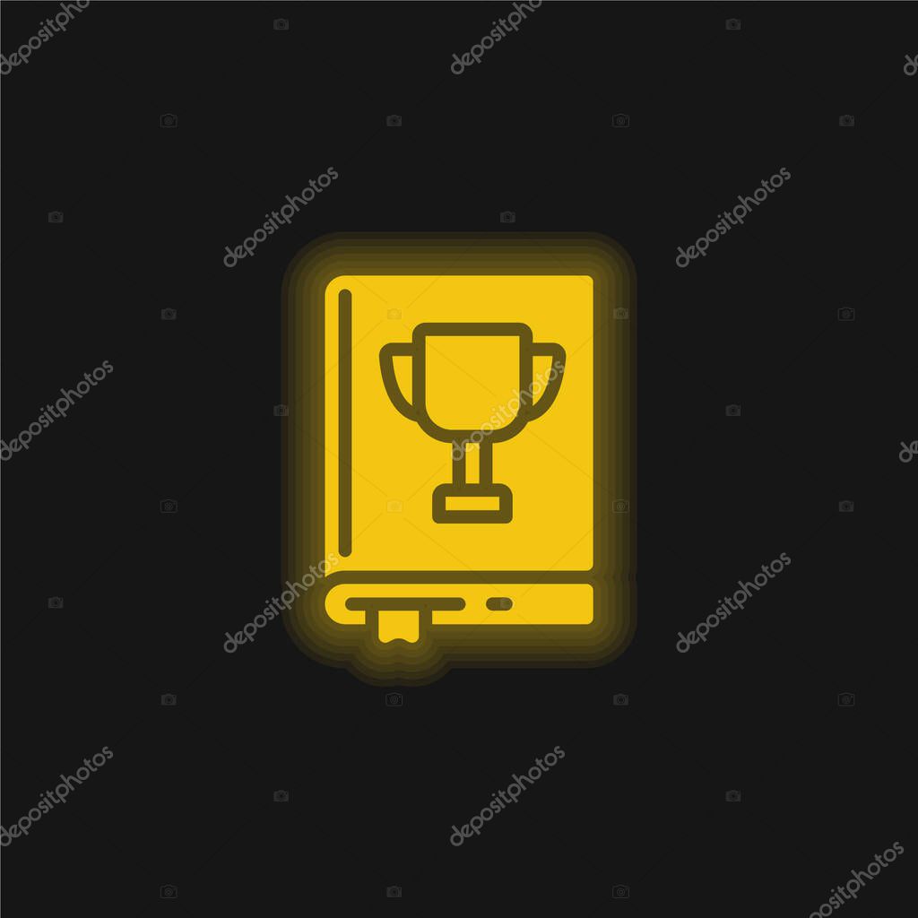 Book yellow glowing neon icon