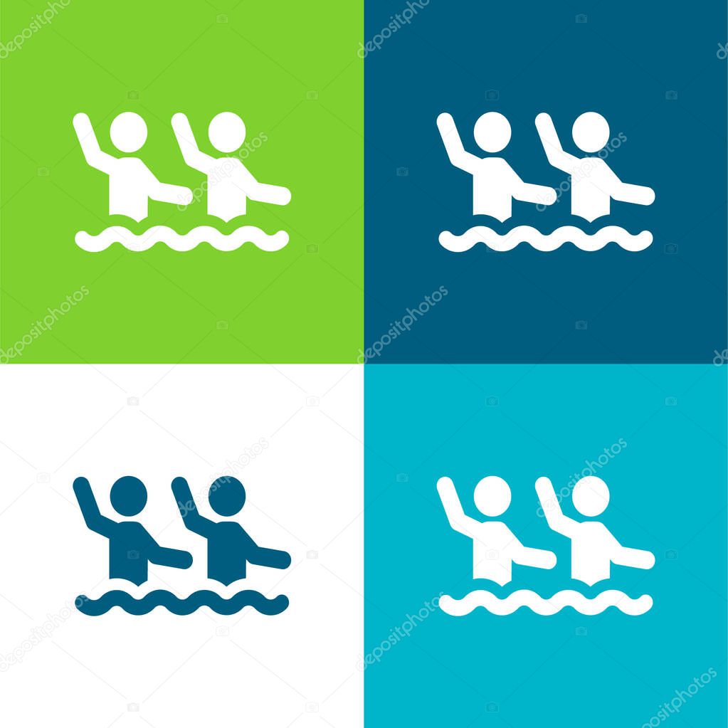 Aqua Gym Flat four color minimal icon set