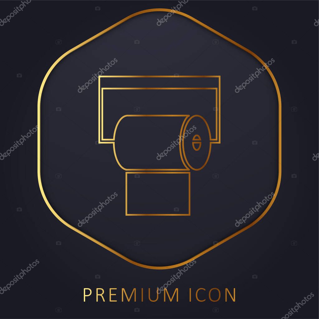 Bathroom Paper Roll golden line premium logo or icon