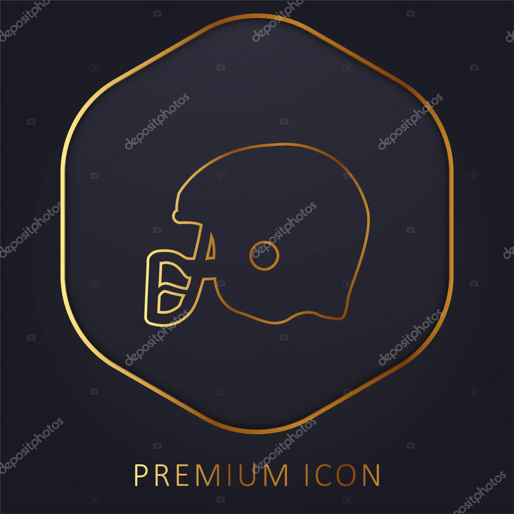 American Football Helmet Knocking golden line premium logo or icon