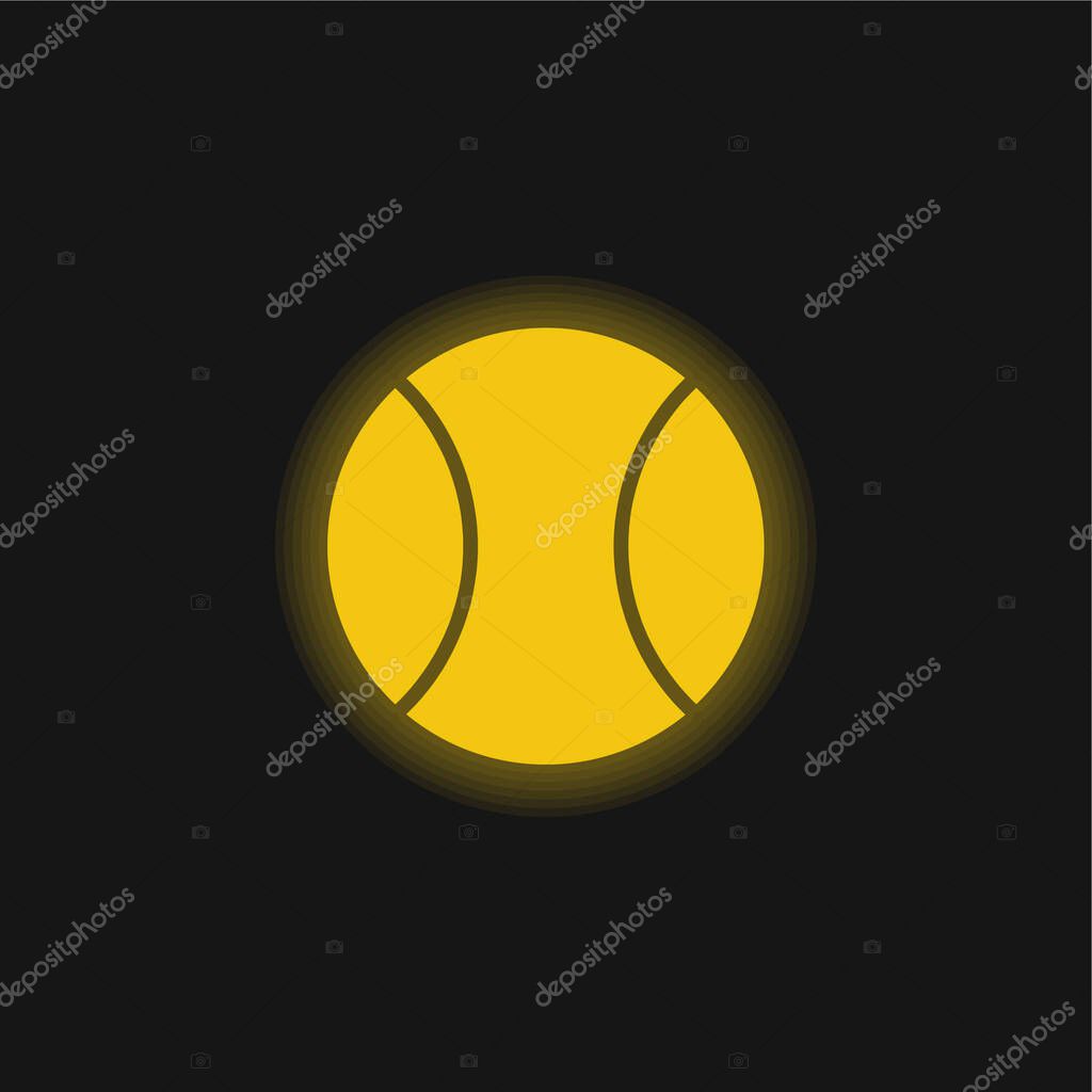 Big Tennis Ball yellow glowing neon icon