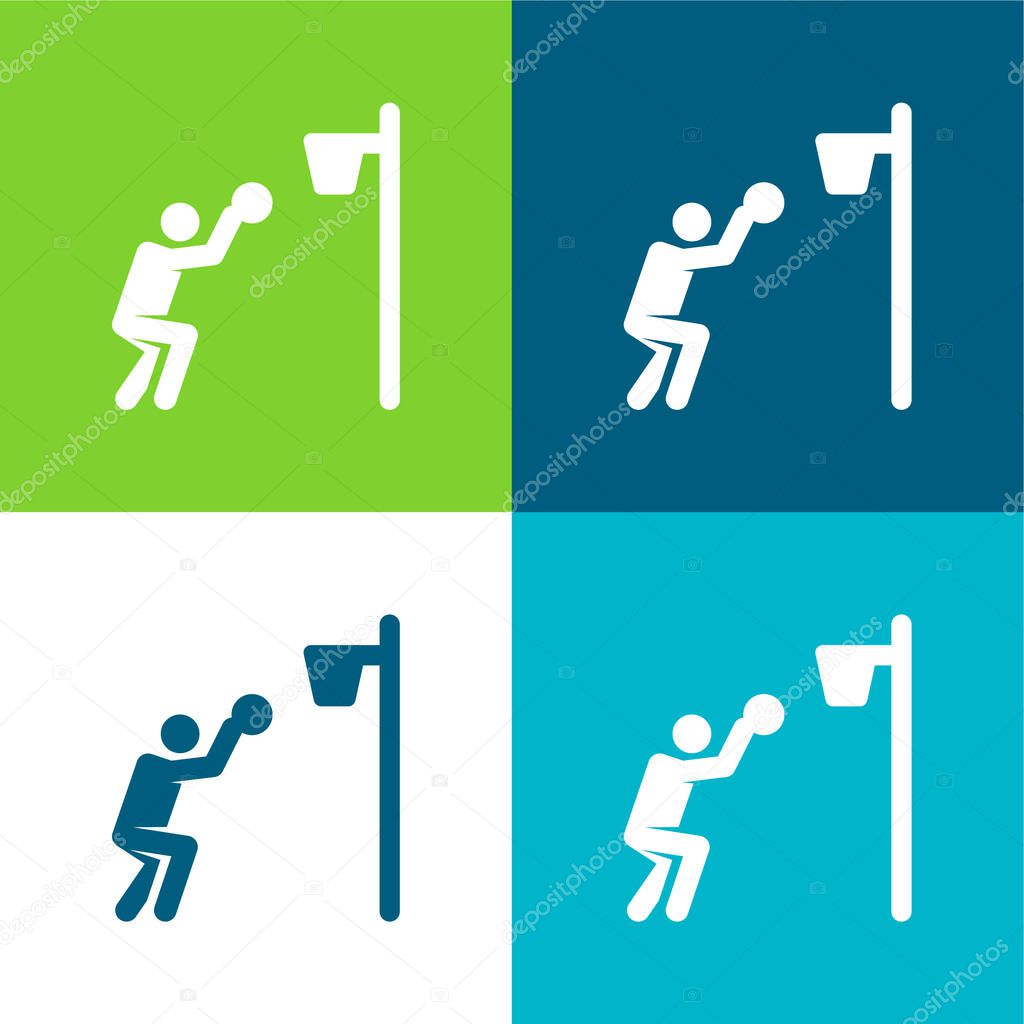 Basketball Player Flat four color minimal icon set