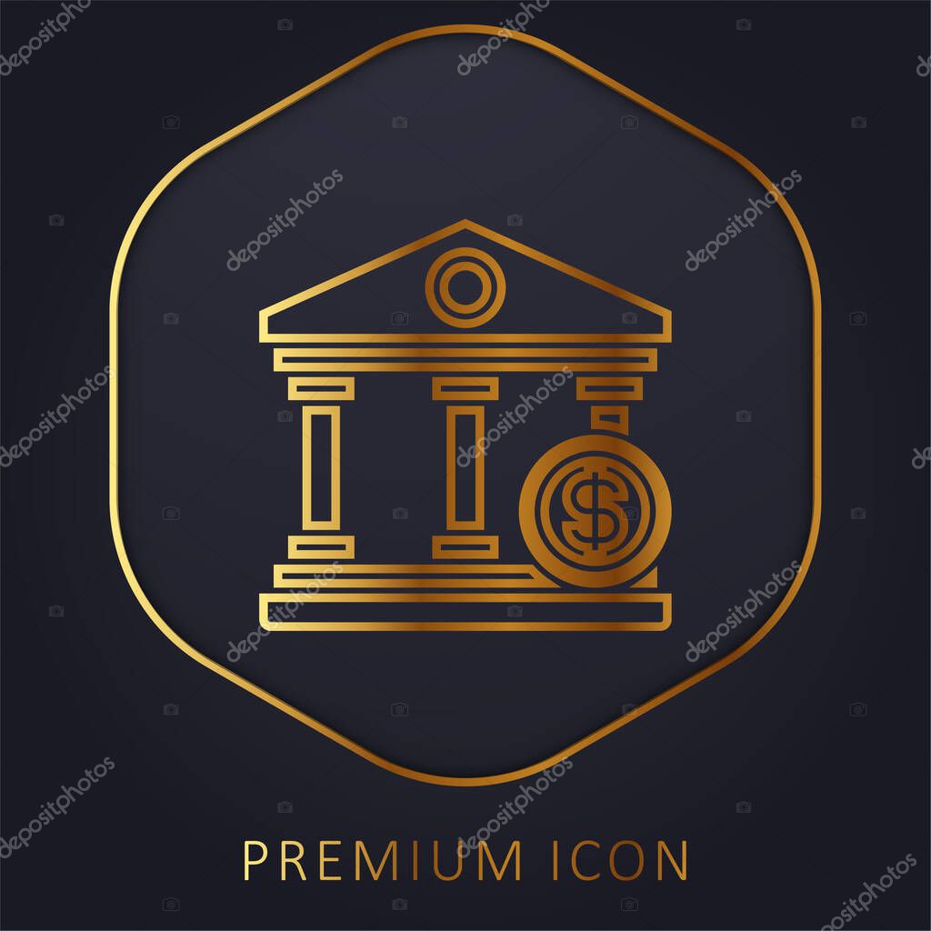 Bank golden line premium logo or icon