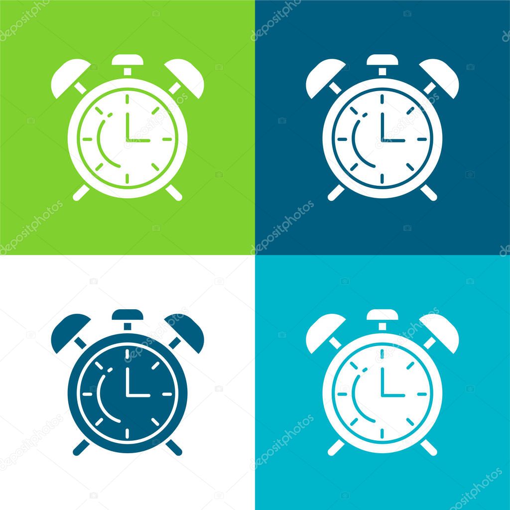Alarm Clock Flat four color minimal icon set