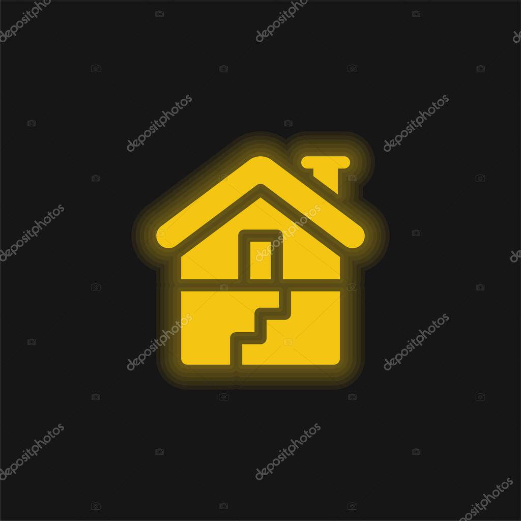 Basement yellow glowing neon icon